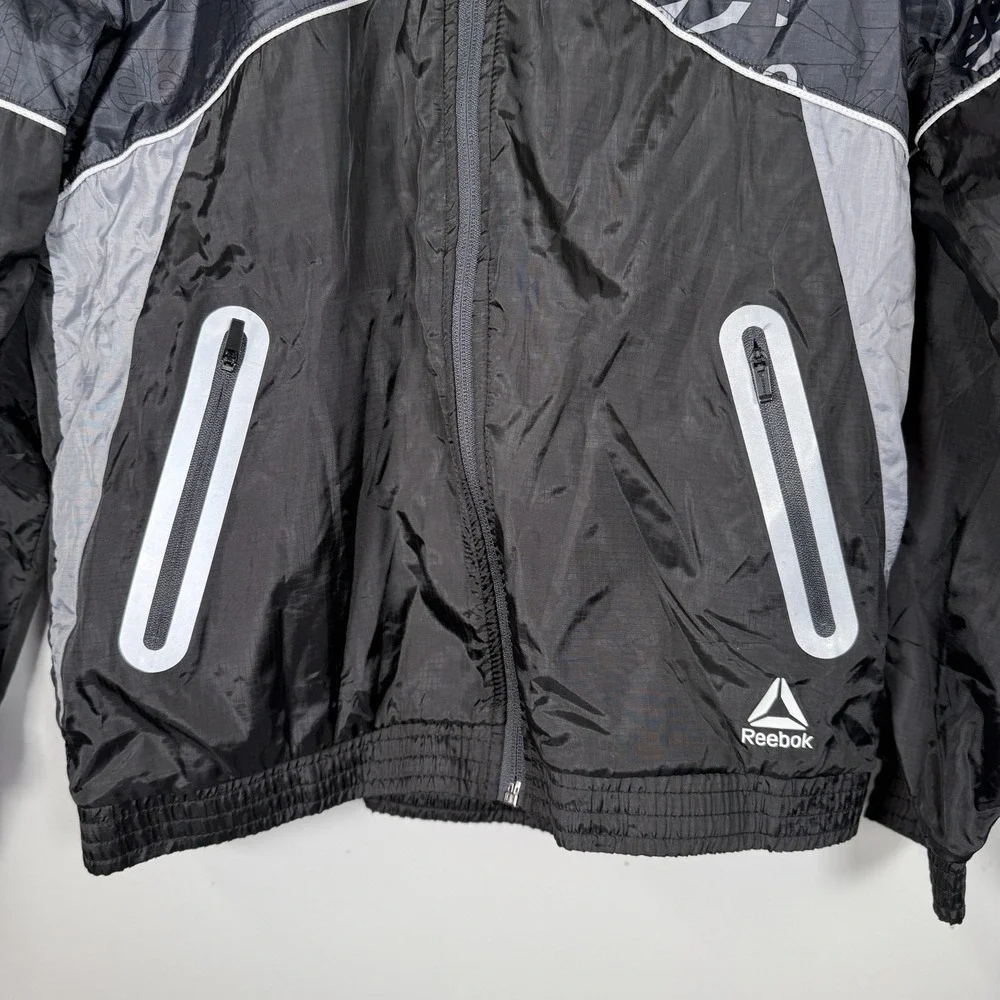 Youth Reebok Guard Windbreaker Jacket Black Gray Size XL 14/16‎